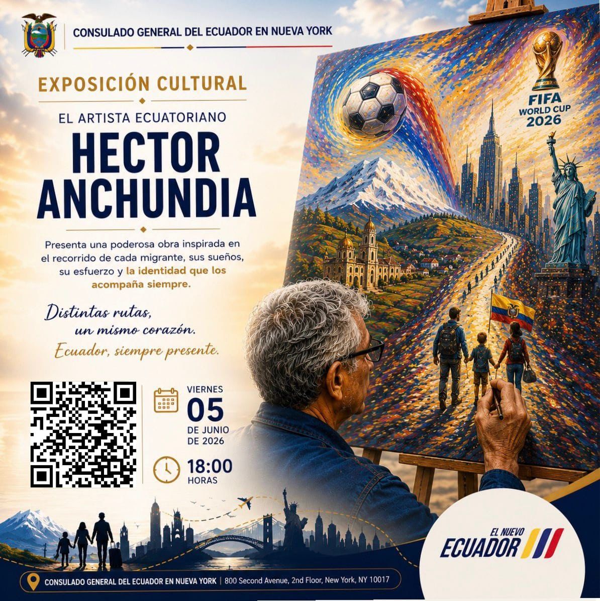 Mural: Develación oficial de una obra artística única, creada por el reconocido artista ecuatoriano Héctor Anchundia
